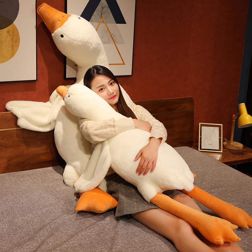 Srutirbo Giant White Goose Plush - 51 Soft Furry Swan Stuffed Animal Pillow, Huge Hugging Gift for All Ages