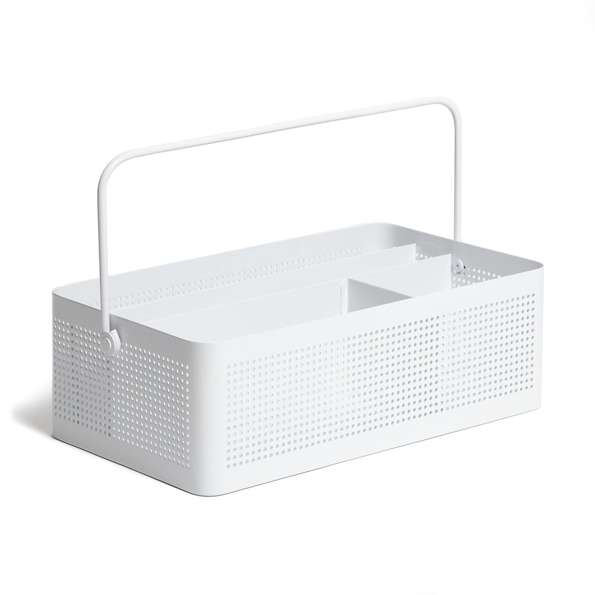 U Brands Modern Perforated Caddy Desktop Organizer, Office Supplies, Metal, White, 1 Count