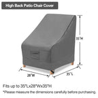 Vailge Outdoor High Back Chair Cover, Waterproof Patio Furniture Cover, 600D Heavy Duty, Grey, 35"L x 28"W x 35"H