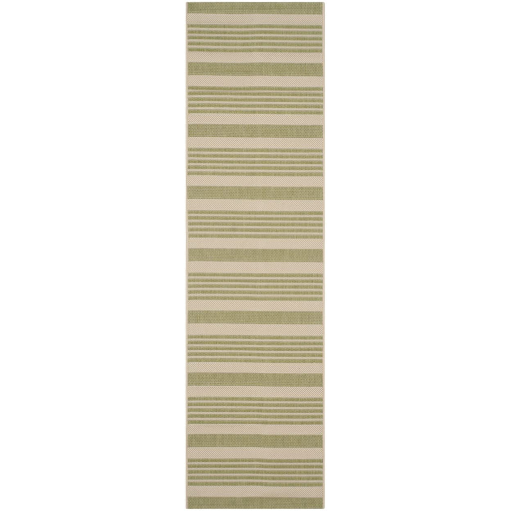 SAFAVIEH Courtyard Collection 2'3' x 6'7' Beige/Sweet Pea CY6062 Stripe Indoor/ Outdoor Patio Backyard Mudroom Runner Rug