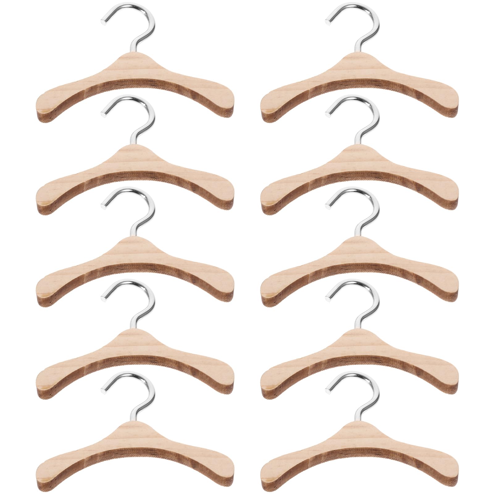 iplusmile Mini Wooden Dolls Clothes Hanger: 10Pcs Miniature Clothes Hangers Wardrobe Furniture Accessories for Dollhouse Supplie