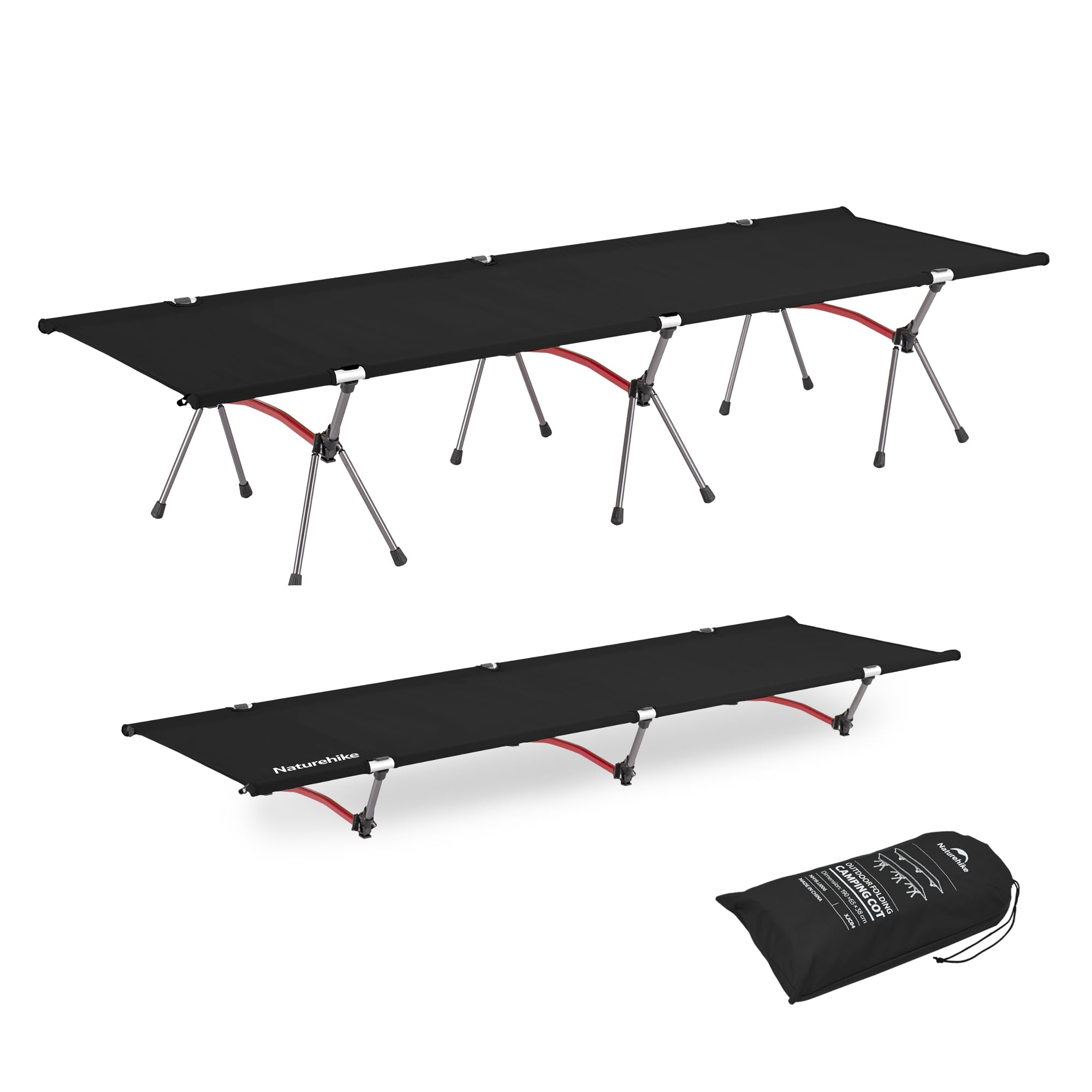 Naturehike ArmyWild Folding Camping Cot, Height Adjustable Ultralight Backpacking Cot, Portable Camping Bed for Camping Hiking T