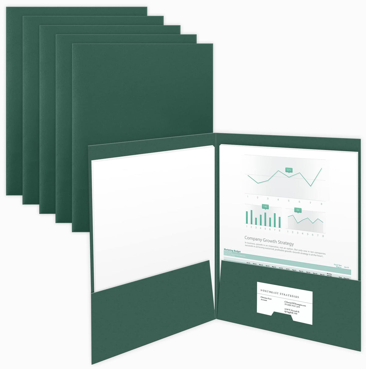 The Gallery Collection, 25 Count, Green, Two Pocket Presentation Folders, Perfect For Sales Material, Important Documents & More