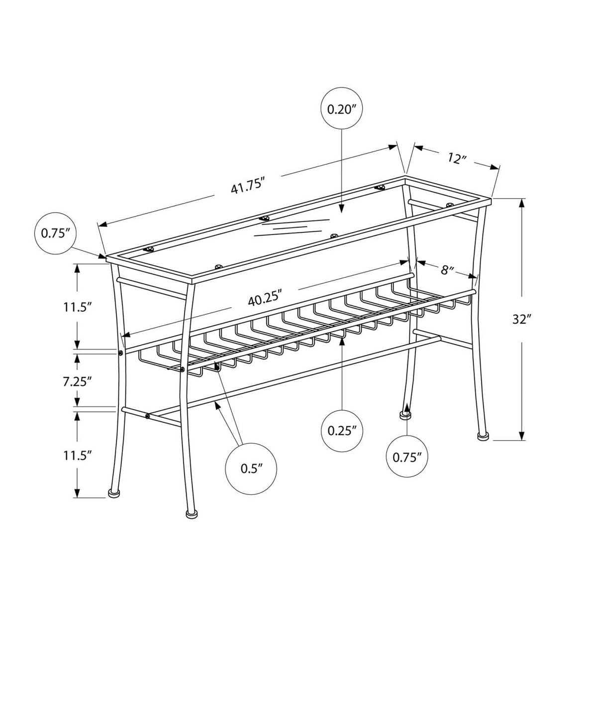 Monarch Specialties I Accent, Console Table, SILVER