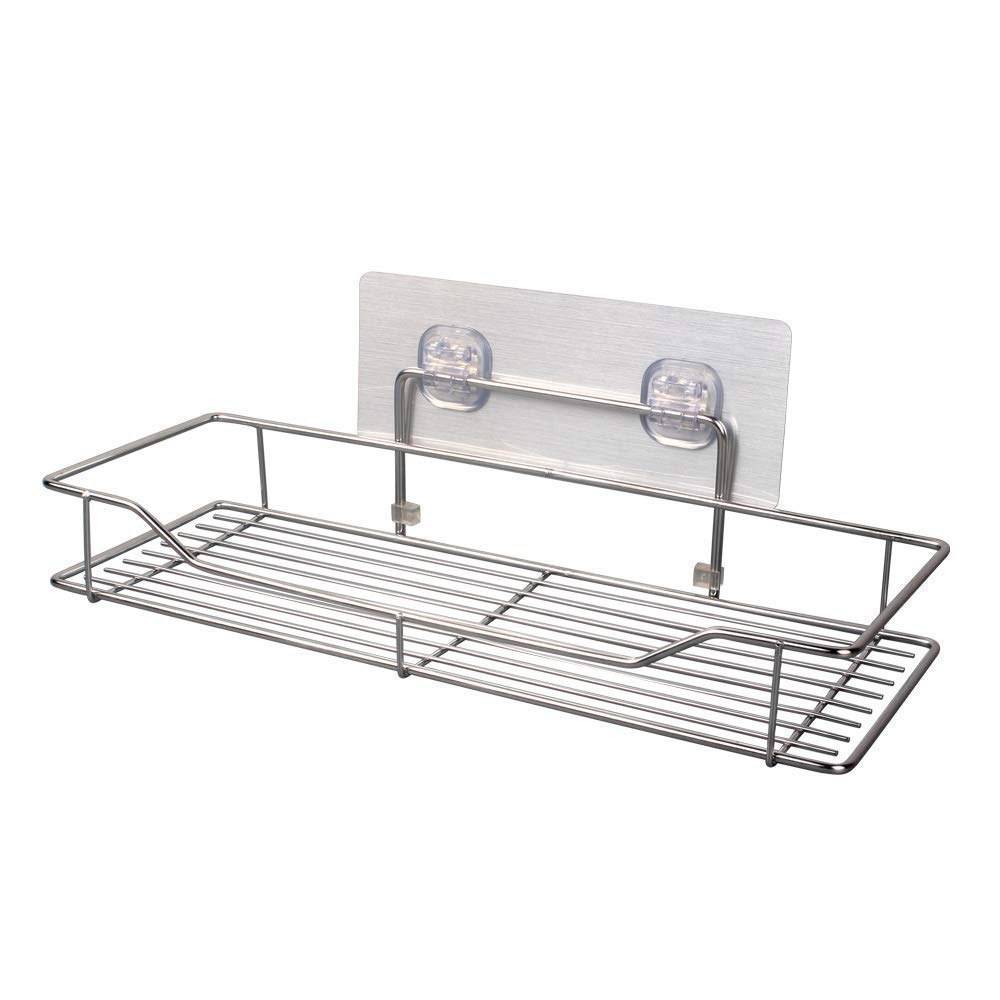 Zomoza Adhesive Wire Drilling Removable Wall Mounted Stainless Organizer Rack Basket Caddy Shower Kitchen Bathroom Shelves