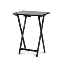 PJ Wood Multifunctional Rectangular Folding and Collapsible Solid Wood TV Tray Snack Tables with Compact Storage Rack, Set of 5,
