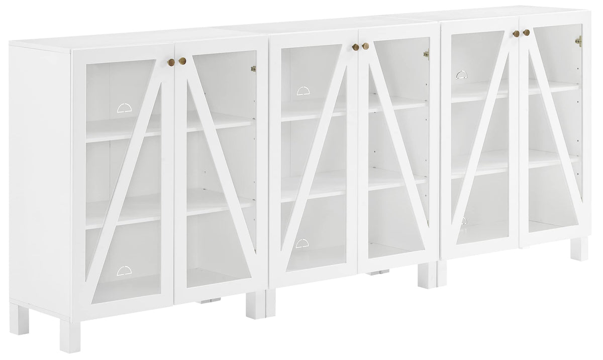 Crosley Furniture Cassai 3-Piece Entertainment Center Tv Stand, Media Console, Vinyl Record Storage, White