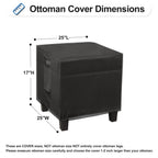 Outdoorlines Outdoor Waterproof Patio Ottoman Covers - Square Uv-Proof Patio Side Table Cover Windproof Heavy-Duty Furniture Covering Protector 25L X 25W X 17H Inch, Black