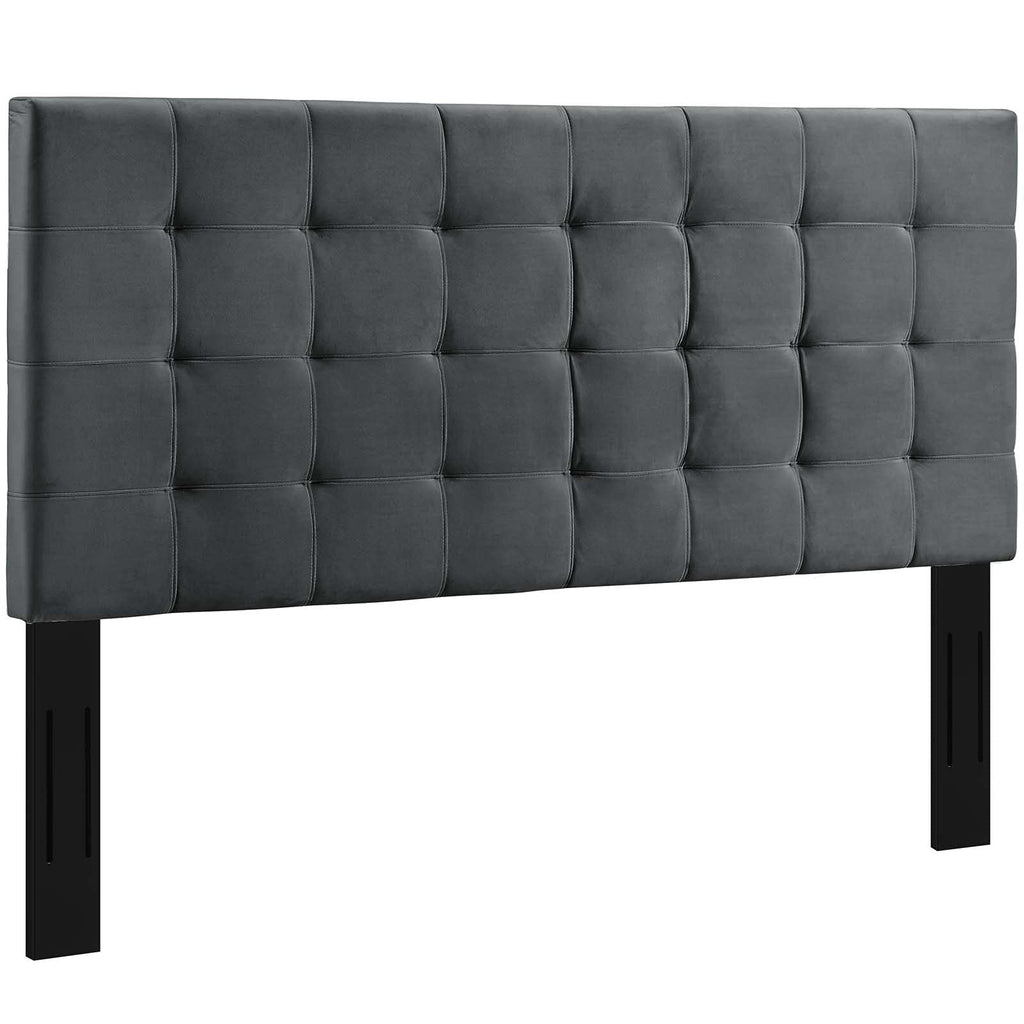 Modway Paisley Upholstered Biscuit Tufted Performance Velvet Full / Queen Headboard Size In Gray
