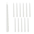 12 Piece Matte White Twist Taper Candles, 2 Boxed Sets of 6, 4 Hours Burn Time, Paraffin Wax, 7.75 Inches