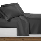 Clara Clark Premier 1800 Collection Full 4Pc Microfiber Bed Linen Set, Charcoal Gray, Deep Pocket Sheets