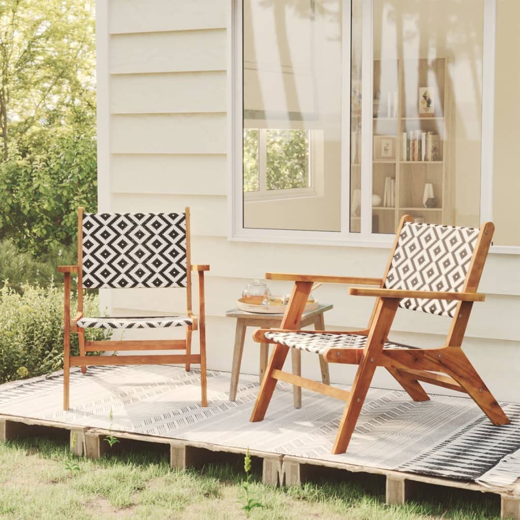 vidaXL Outdoor 3 Piece Bistro Set- Comfortable, Durable Solid Acacia Wood and Poly Rattan Material, Stylish Lattice Design Chairs and Square Table, Garden/Patio Furniture Set, Brown