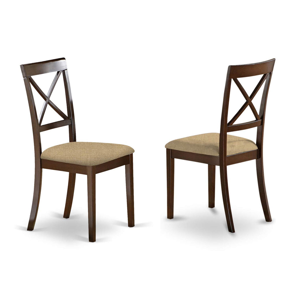 East West Furniture PFBO9-CAP-C 9 Piece Dining Table Set Includes a Square Wooden Table with Butterfly Leaf and 8 Linen Fabric Dining Room Chairs, 54x54 Inch, Cappuccino