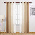 Dwcn Taupe Faux Linen Ombre Sheer Curtains - 96 Inches Long Gradient Semi Voile Curtains For Bedroom And Living Room, Set Of 2 G