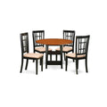East West Furniture Suni5-Bch-C 5 Piece Dining Set Includes A Round Dining Room Table With Dropleaf & Shelves And 4 Linen Fabric Upholstered Chairs, 42X42 Inch, Black & Cherry