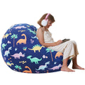 Aubliss Stuffed Animal Storage Bean Bag Chair Cover for Kids, Dinosaur Zipper Beanbag Chair Cover for Organizing Toddler and Kid