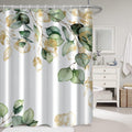 Ruelvth Sage Green Eucalyptus Shower Curtain, Green and Gold Leaves Shower Curtain for Bathroom Waterproof Fabric Spring Botanic