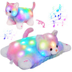 Glow Guards 16' Light Up Musical Rainbow Cat Stuffed Animal Glowing Colorful Cute Soft Kitty Plush Toy Pillow Sofa Decors Chris