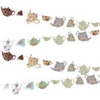 Tea Party Decoration Banner And Hanging Decorations Set Alice In Wonderland Party Garland Decor Teapot Teacup Flower Hanging Gar