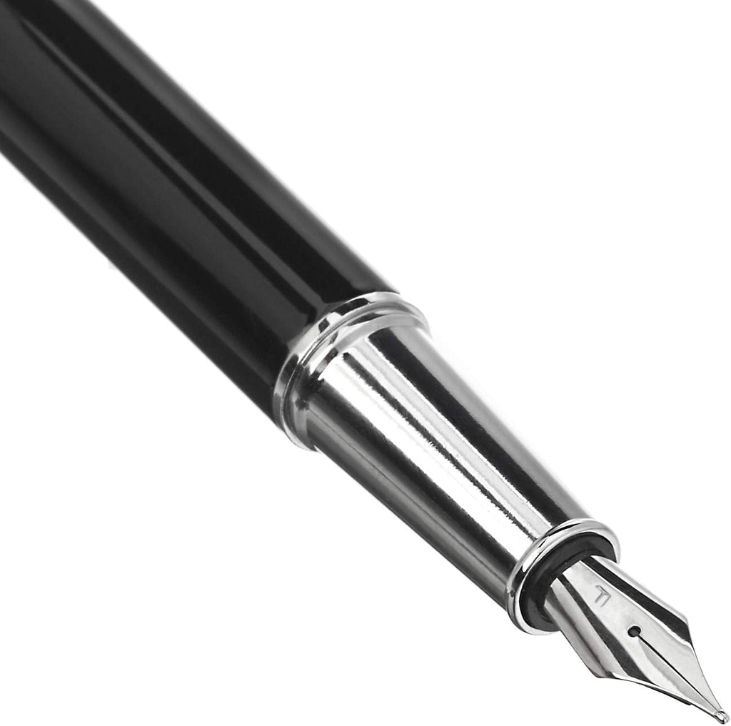 Sheaffer Prelude Medium Nib Fountain Pen, Black Lacquer, Nickel Plate Trim (E037353)