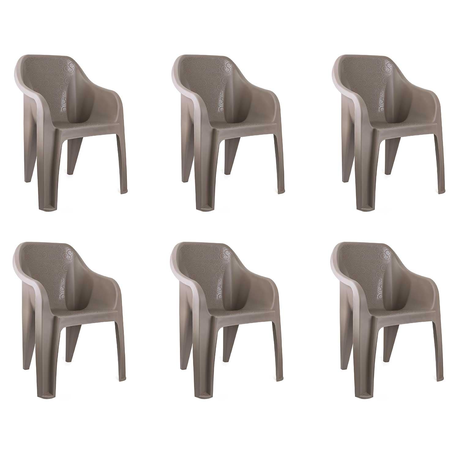 Cello Dynamo Cafeteria Plastic Chair,Set Of 6,Grey | Strong And Durable | Easy To Clean | Chair For Living Room, Bed Room, Kitch