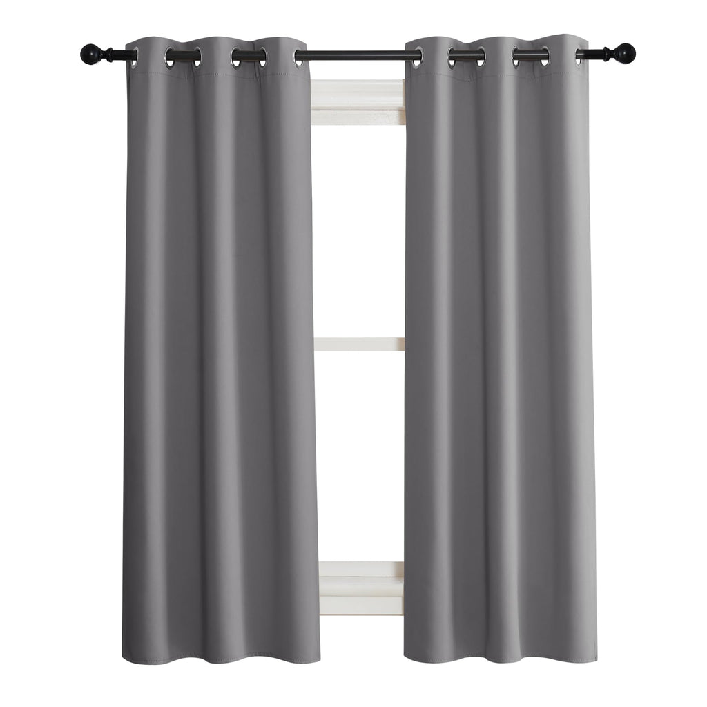 Nicetown Blackout Curtain Blind For Bedroom, Single Panel, W34 X L63 Inches, Grey/Gray, Thermal Insulated Grommet Blackout Room Darkening Drape/Drapery
