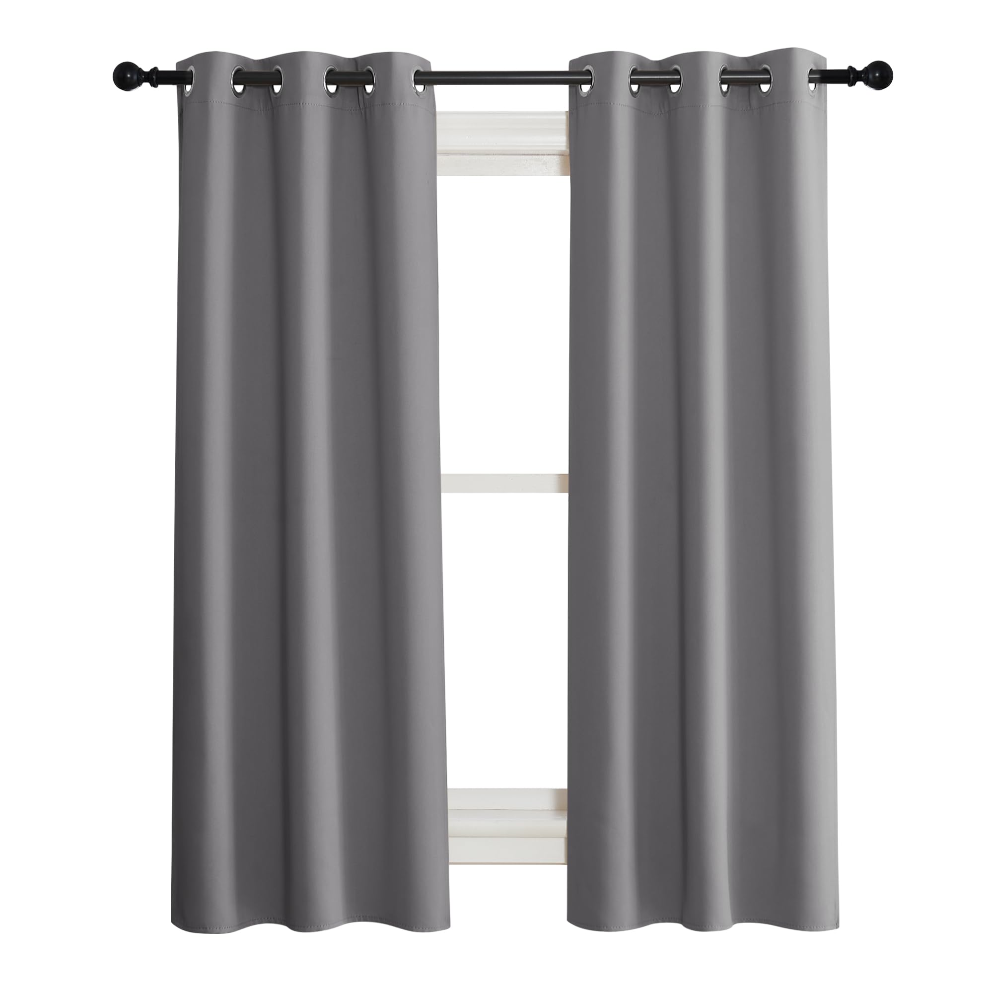 Nicetown Blackout Curtain Blind For Bedroom, Single Panel, W34 X L63 Inches, Grey/Gray, Thermal Insulated Grommet Blackout Room Darkening Drape/Drapery