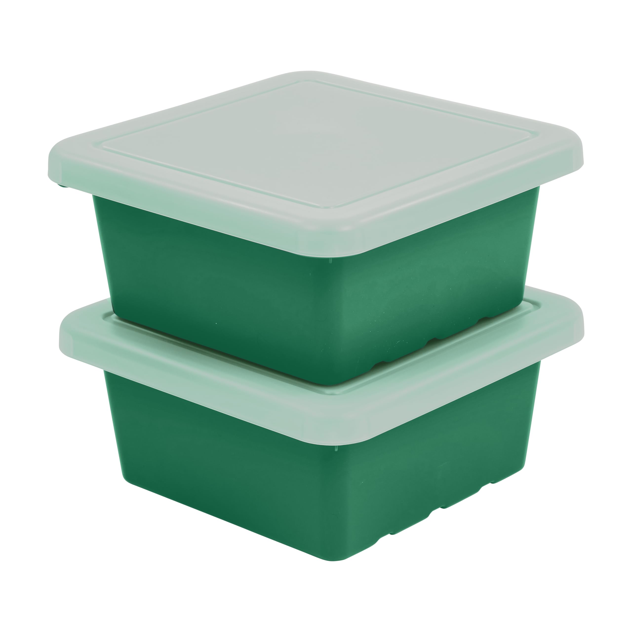 ECR4Kids Square Bin with Lid, Storage Containers, Green, 2-Pack