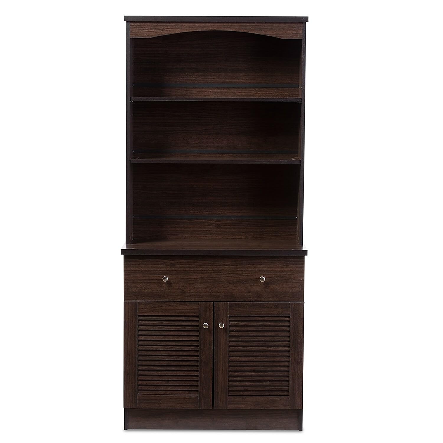 BAXTON STUDIO Wholesale Interiors Agni Buffet and Hutch Kitchen Cabinet, Dark Brown