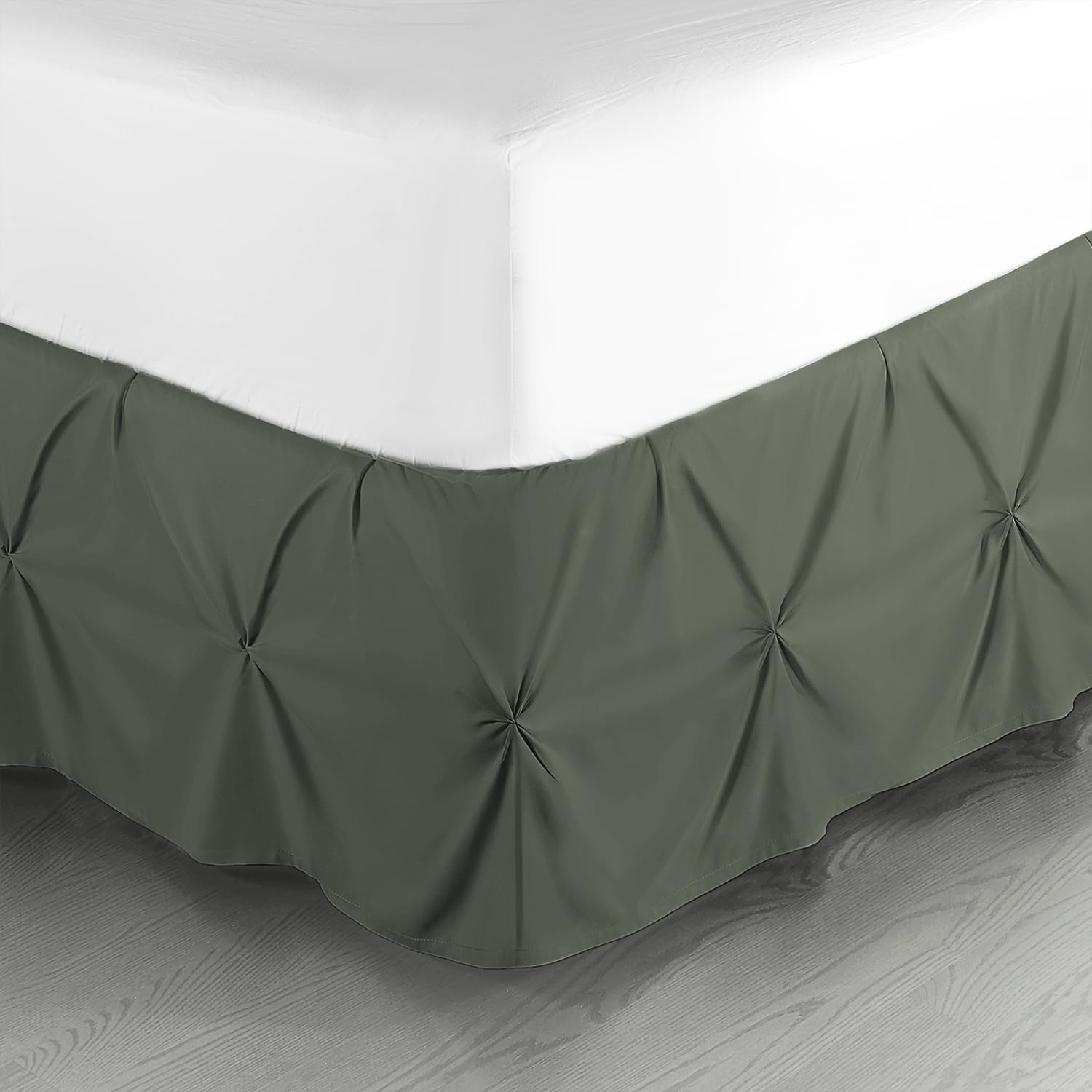 Nestl Olive Green Bed Skirt Full Size, Pinch Pleat Full Bed Skirt, 14' Inch Drop Full Bedskirt Hotel Quality Olive Green Bed Skirts Premium Microfiber Bedskirt For Full Bed, Olive Green Full Bed Skirt