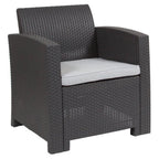 Flash Furniture 4 Piece Outdoor Faux Rattan Chair, Sofa and Table Set in Dark Gray, 30 x 67.5 x 27