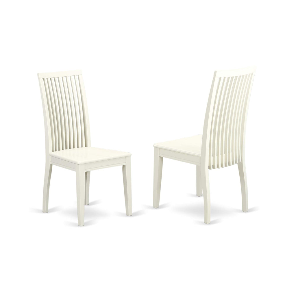 East West Furniture Weip7-Lwh-W 7 Piece Dining Table Set Consist Of A Rectangle Dining Room Table With Butterfly Leaf And 6 Wooden Seat Chairs, 42X60 Inch, Linen White