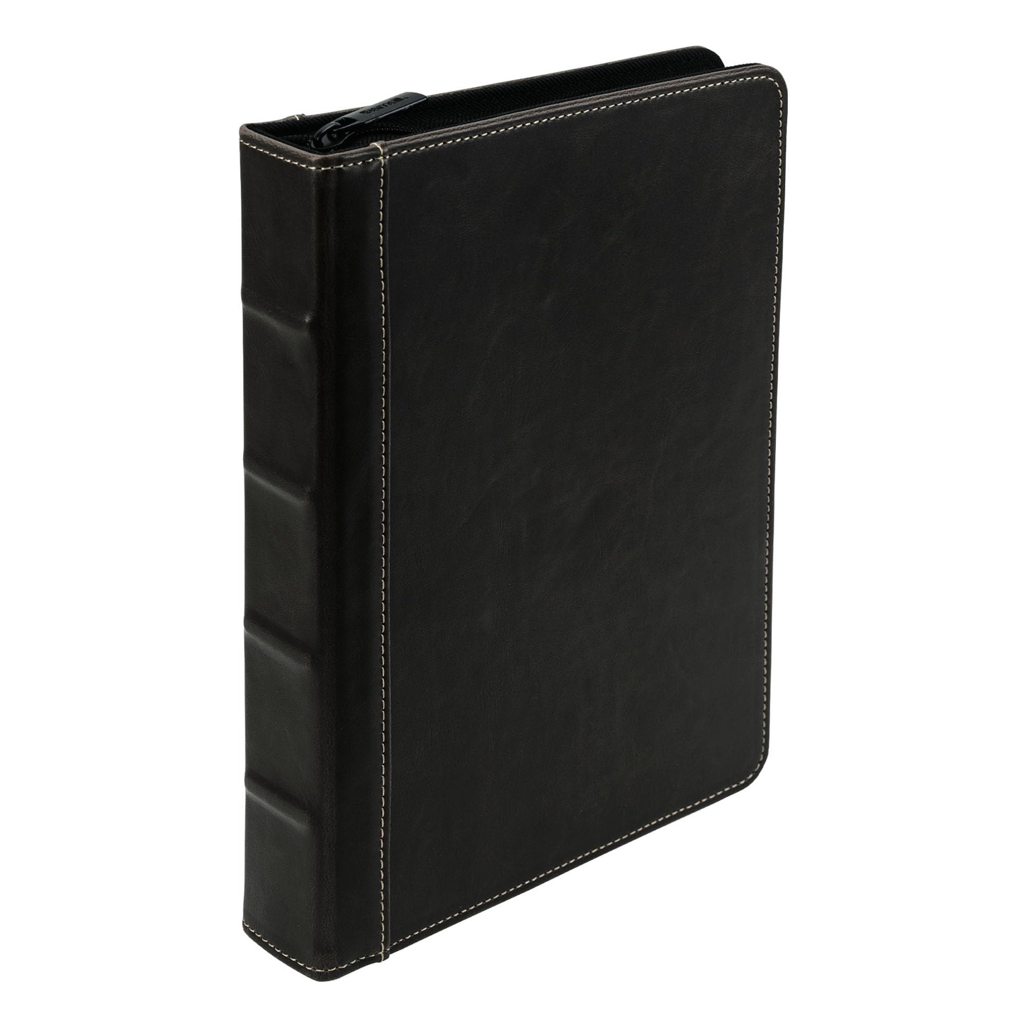 Samsill Vintage Hardback Mini 3 Ring Zipper Binder, Professional Binder Organizer, Planner, 1 Inch Capacity, Faux Leather With C