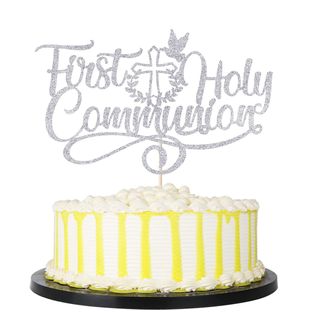 PALASASA First Holy Communion Cake TopperSuitable for Ramadan, Baptism, Baby Shower, Childrens Birthday, God Bless, Communion 