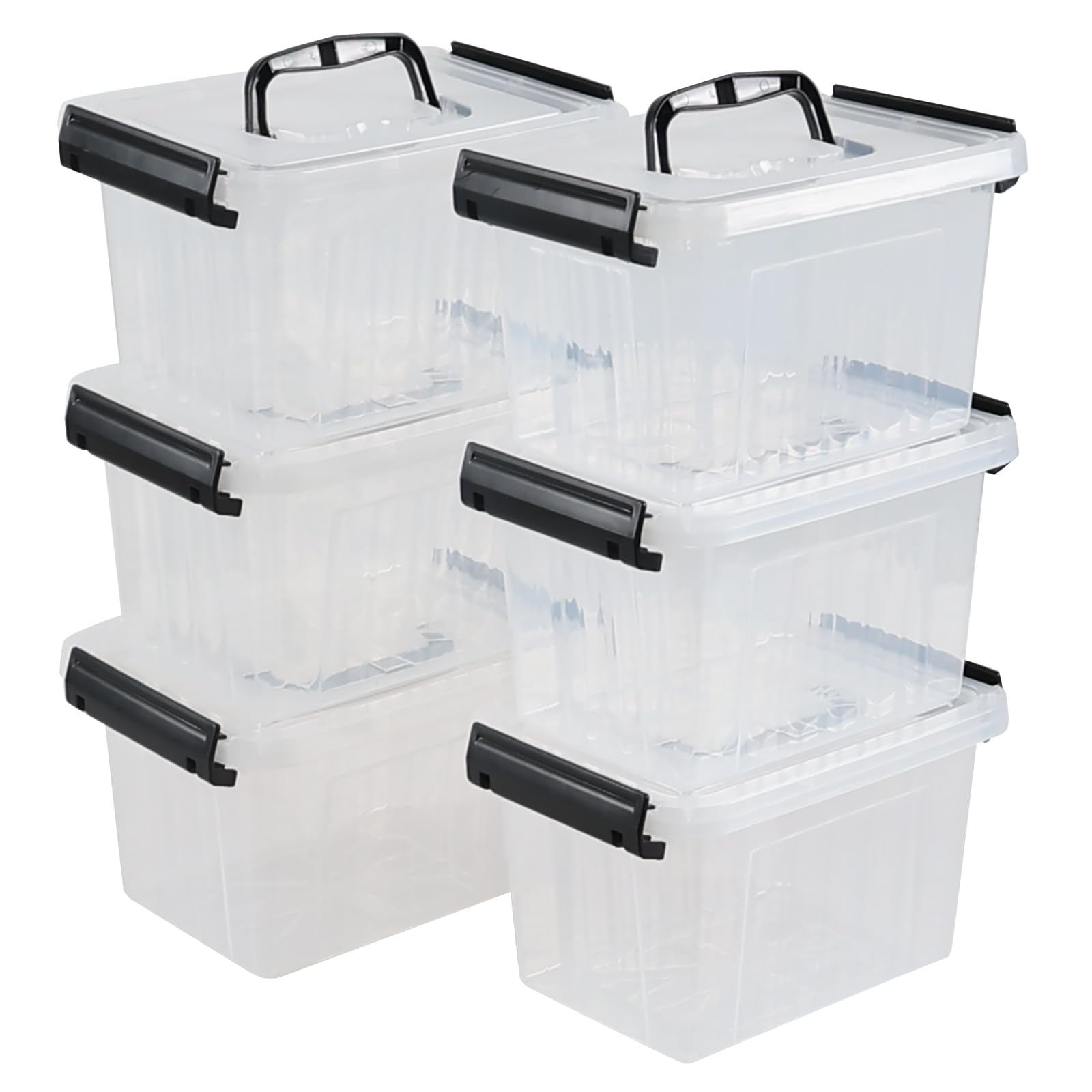 Anbers 3 Quart Small Clear Storage Box with Lid, Set of 6