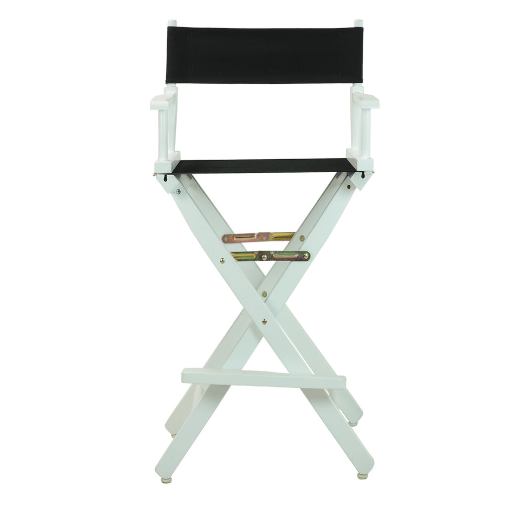 Casual Home Director'S Chair ,White Frame/Black Canvas,30" - Bar Height