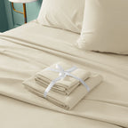 Bysure 6 Pieces Bed Sheets Set(Full, Cream/Beige) - Hotel Luxury Super Soft 1800 Thread Count 100% Microfiber Sheets With Deep P