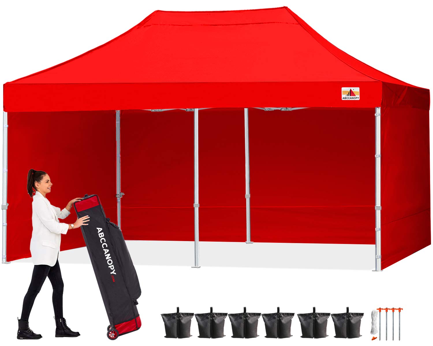 Abccanopy Easy Pop Up Canopy Tent With Sidewalls 10X20 Commercial -Series,Red