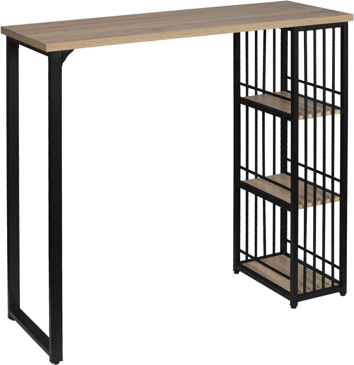 Priti Bar Table With Storage Shelves Counter Height Pub Table With Side Rack Kitchen Breakfast Table For Dining Room
