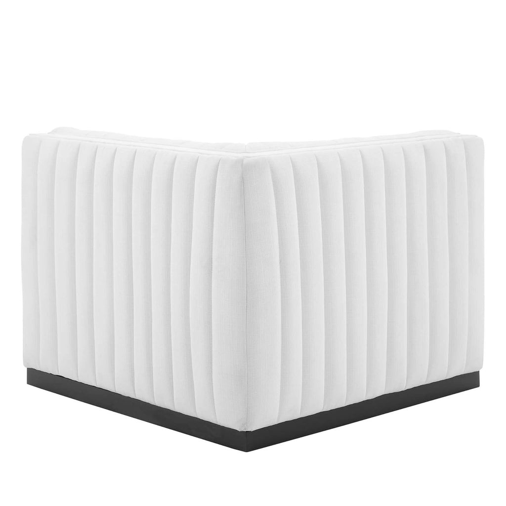 Modway Conjure Modern Channel Tufted Fabric Right Corner Chair In White