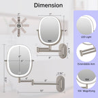 Funtouch Wall Mounted Lighted Makeup Vanity Mirror, Double Sided 1X 10X Magnifying Bathroom Mirror, 3 Color Lighting Option Dimm
