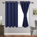 Jiuzhen Navy Blue Blackout Curtains With Tiebacks Thermal Insulated, Light Blocking And Noise Reducing Grommet Curtains For Bedroom And Living Room, Set Of 2 Window Curtain Panels, 52 X 45 Inch Length