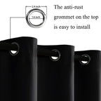 Jiuzhen Black Blackout Curtains With Tiebacks - Thermal Insulated, Light Blocking And Noise Reducing Grommet Curtain Drapes For Bedroom And Living Room, Set Of 2 Panels, 42 X 54 Inch Length