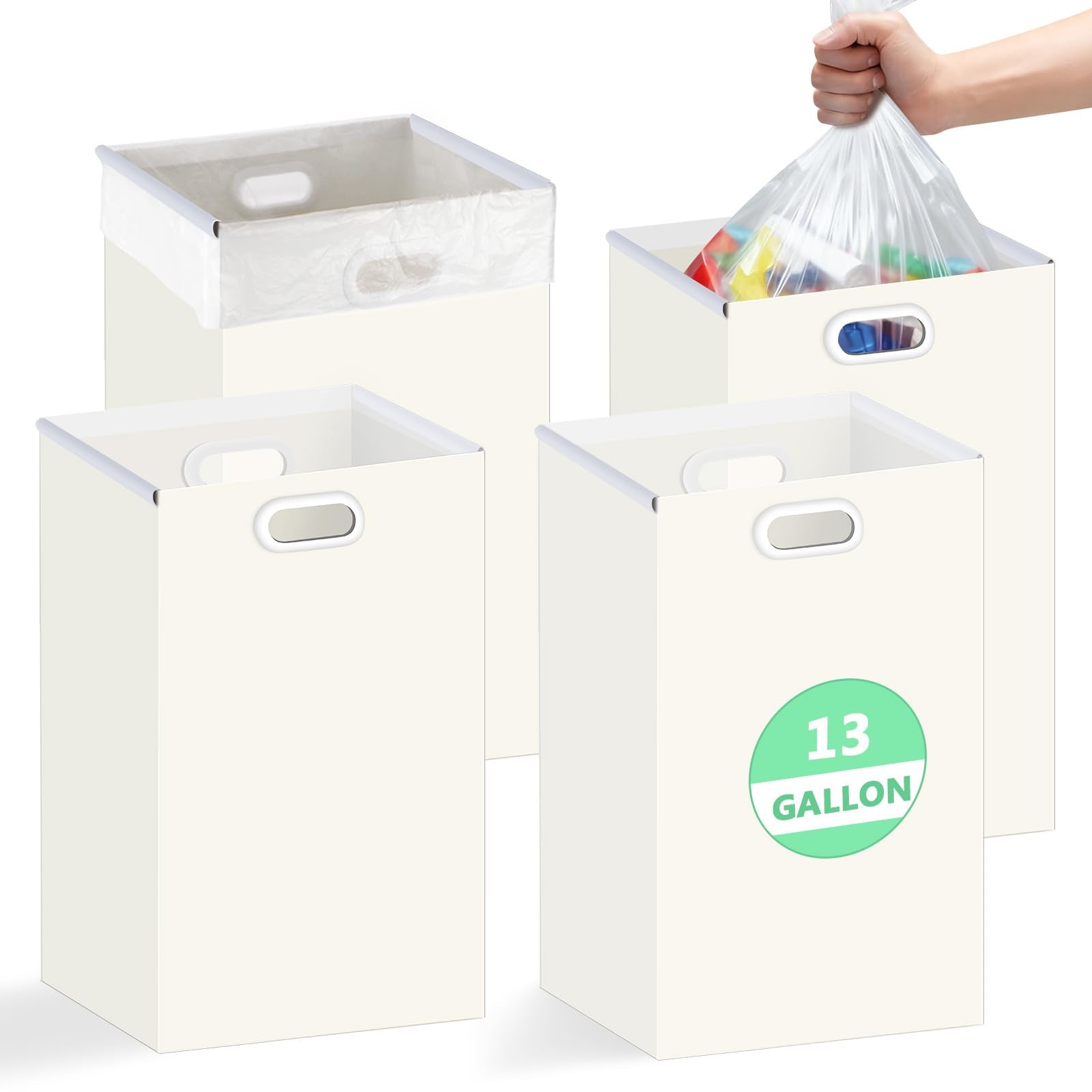 SARDVISA 13 Gallon Disposable Trash Cans with Handles, Extra Large Portable Collapsible Garbage Cans with Waterproof, Recycled R