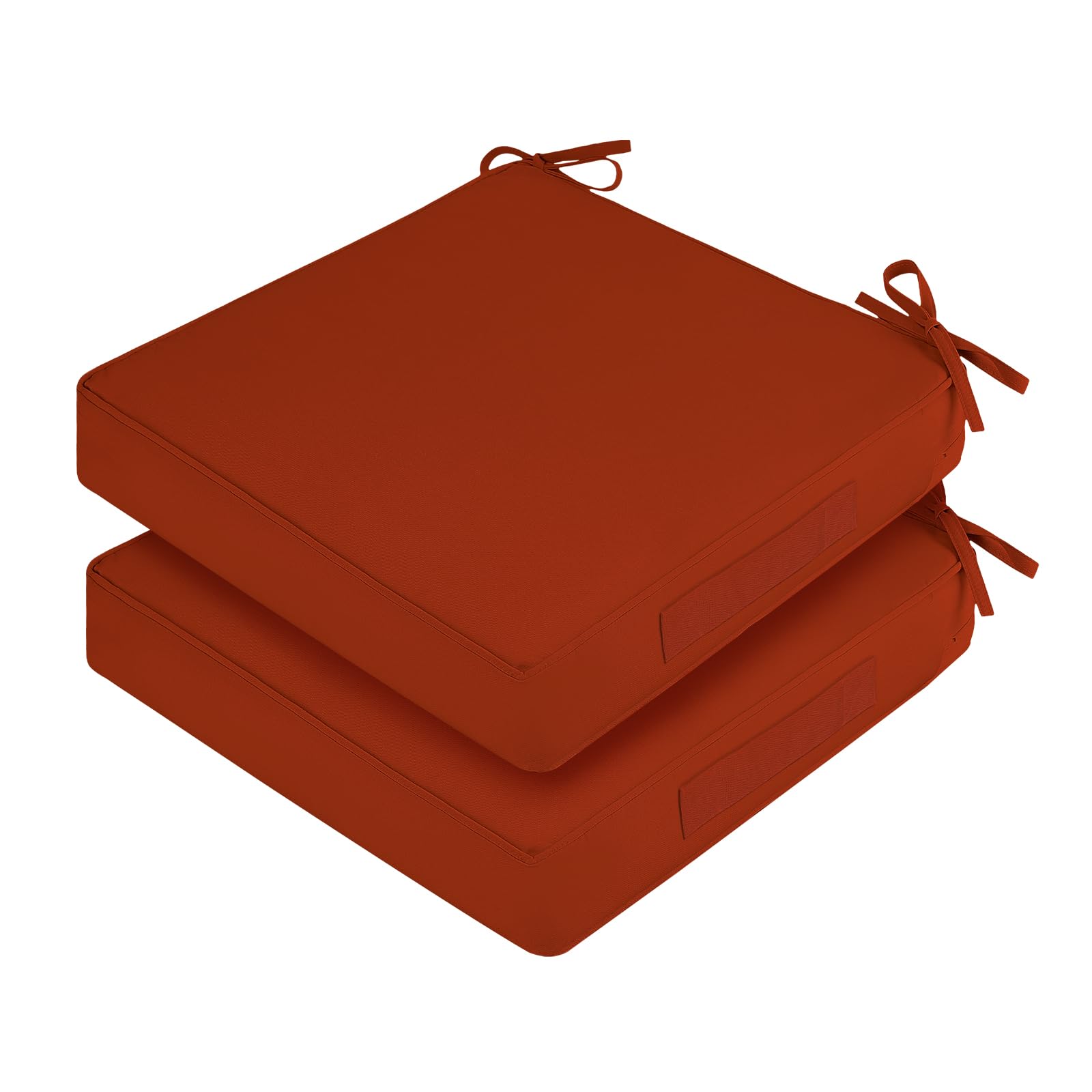Homelysian Waterproof Outdoor Chair Cushions Set Of 2, Square Outdoor Seat Cushions With Ties And Removable Covers, 22 X 22 Outd