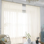 Window Beige Sheer Curtains 63 Inches Long 2 Panels Sheer Curtain Basic Rod Pocket Panel For Bedroom Children Living Room Yard K