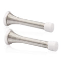 Kovosch 2 Pack Spring Door Stopper Brushed Satin Nickel- 3-1/4' Flexible Spring Door Stops With White Rubber Bumper Tips