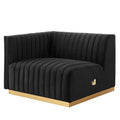 Modway Conjure Channel Tufted Performance Velvet Left-Arm Chair In Gold/Black
