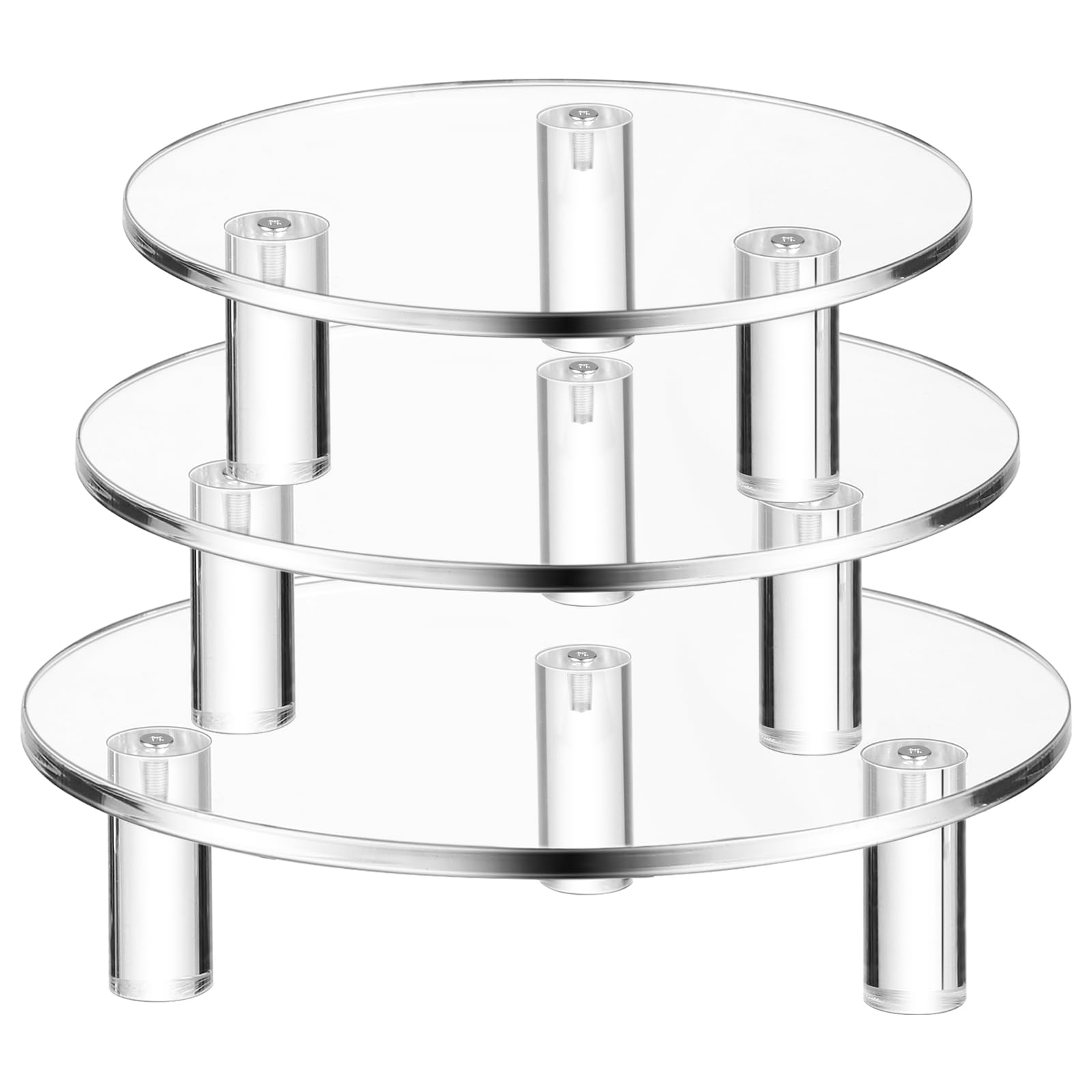Lineshading 3 Pcs Acrylic Display Riser Round Acrylic Display Stand Clear Round Riser Stands Clear Round Pedestal Riser Board fo