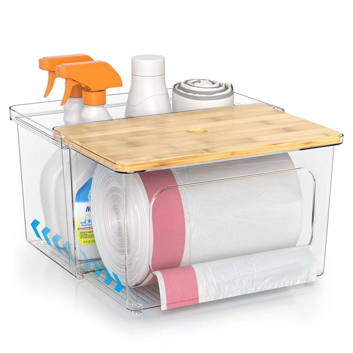 Tangyinus Trash Bag Holder,Garbage Bag Dispenser with Bamboo Lid and Drawer